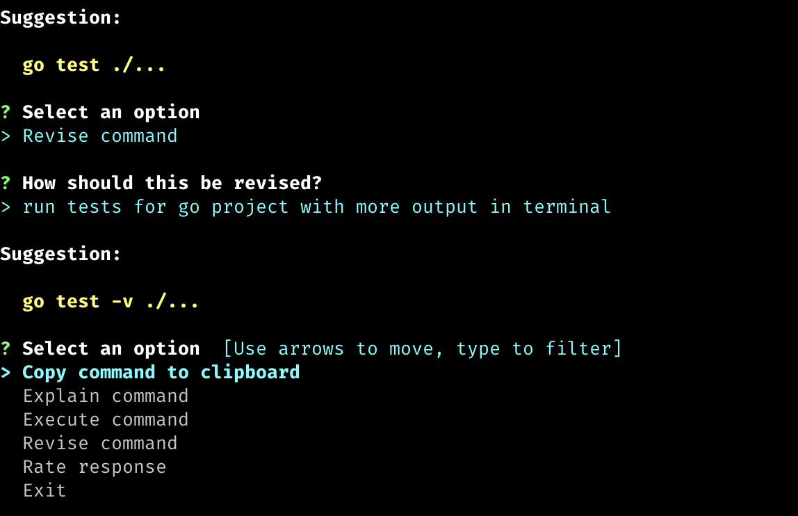 Copilot CLI Suggest Revise